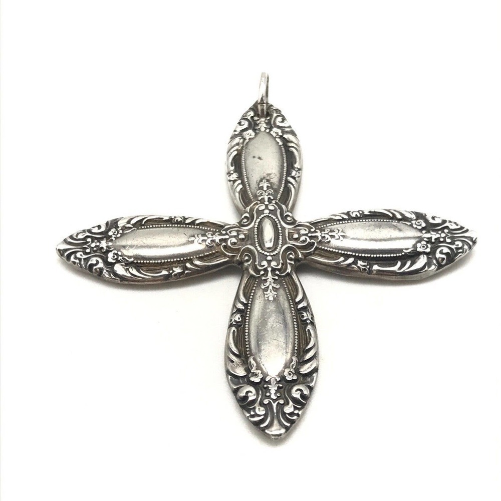 Vintage 925 Sterling Silver Towle Signed Cross Pendant